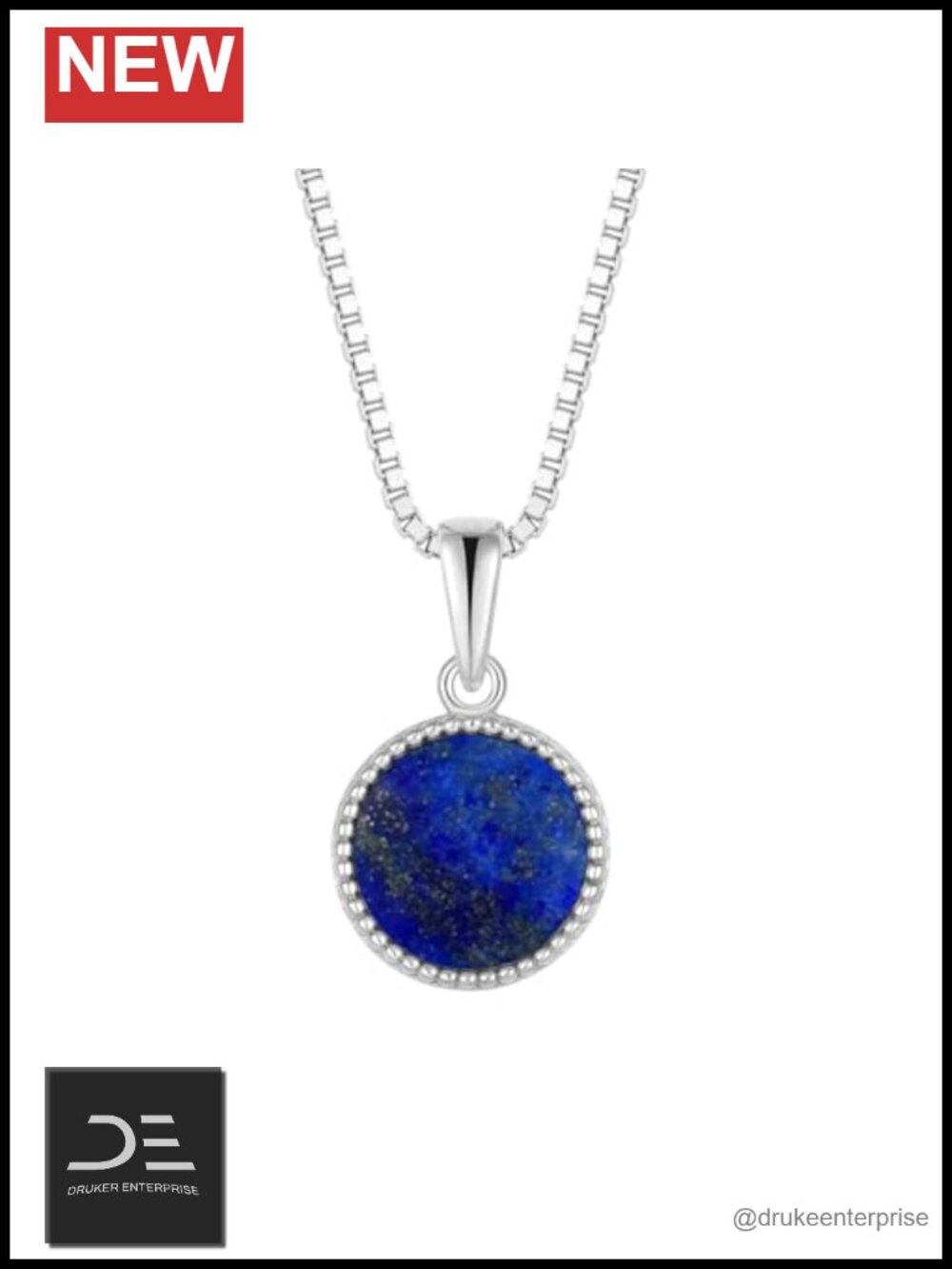 Sterling Silver Lapis Lazuli Pendant Necklace 45cm Elegant Gift
